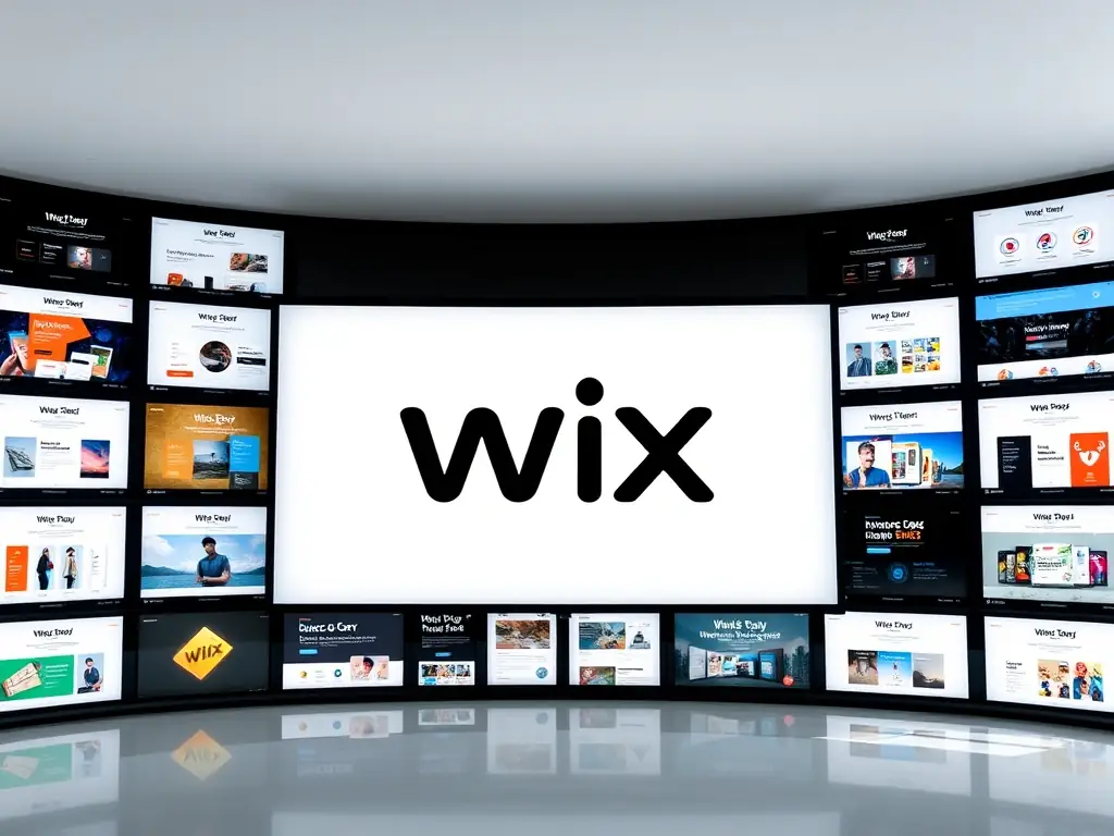 A clean, professional image displaying the Wix logo alongside a diverse range of website templates, highlighting the platform's versatility and ease of use.